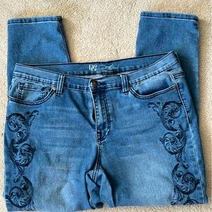 Denim Pants with Blue Embroidery. Sz. 16P